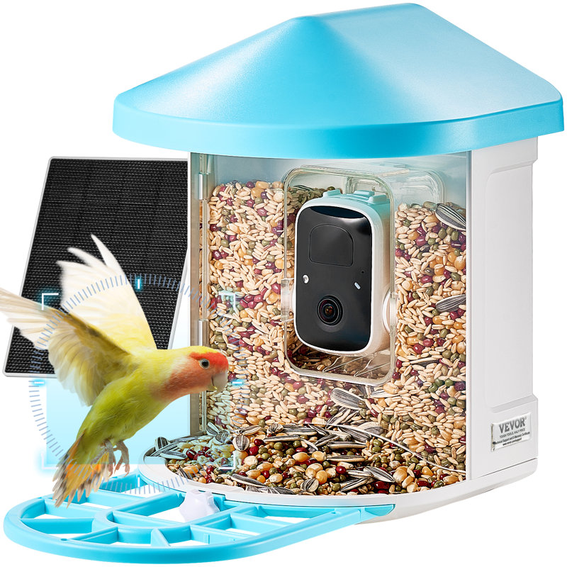 Mangeoire à oiseaux intelligente avec caméra, IA 2K HD identifiant plus de 10 000 espèces d'oiseaux, caméra d'observation des oiseaux à énergie solaire avec capture automatique et notification instantanée, cadeau idéal pour les amoureux des oiseaux en extérieur (vert)