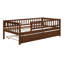 Lit de jour simple en bois avec couchette et garde-corps, style noyer alléchant-1592538242-1592538245