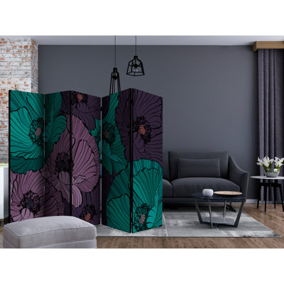 Hannahrose 225cm W x 172cm H 5 - Panel Solid Wood Folding Room Divider