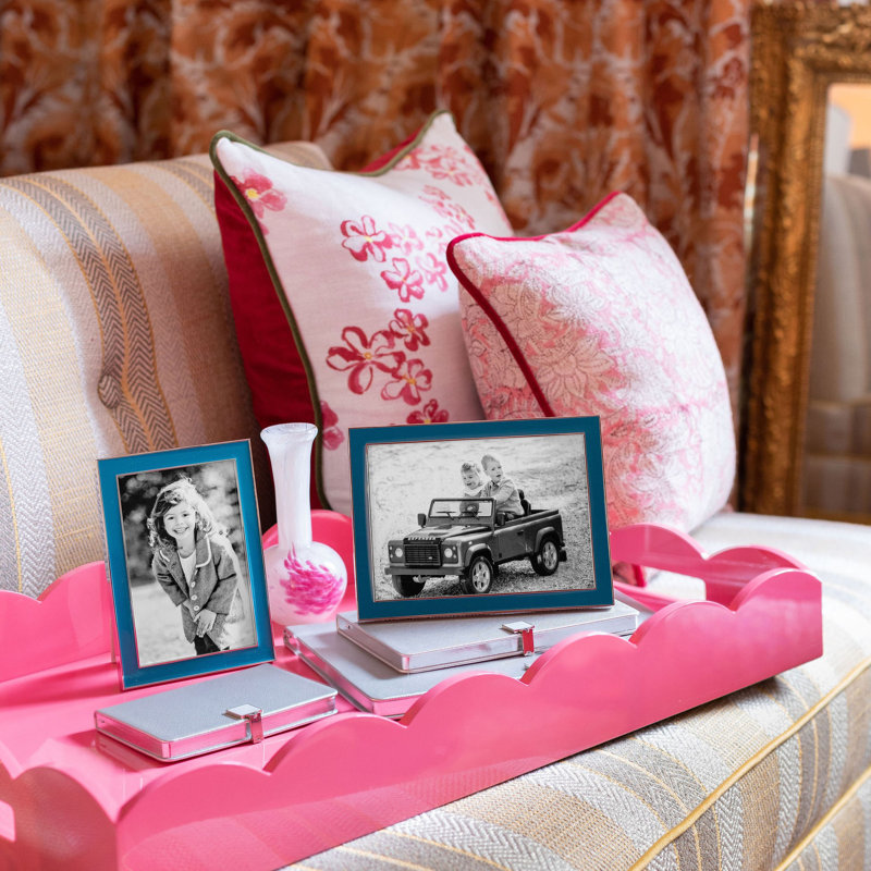 Lacquer Decorative Tray, 26" H x 17" W x 3.25" D, Pink