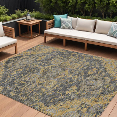 Tapis extérieur lavable gris anthracite et argent 8 pi x 10 pi