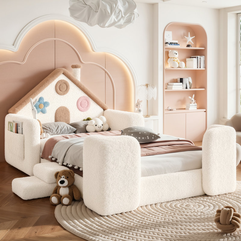 Lit tapissier Nestled Cottage House, Lit simple, Beige + naturel