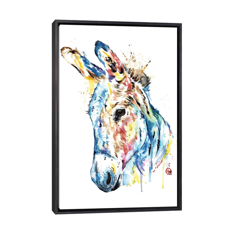 «Donkey» par Lisa Whitehouse - impression d'art graphique, H 40 po x l 26 po x P 1,5 po, Toile avec cadre noir patiné