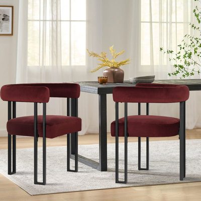 18" Seat Height Upholstered Velvet Kitchen Dining Armchair