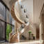 5 - Light Unique LED Glass Pendant Long Staircase Chandelier