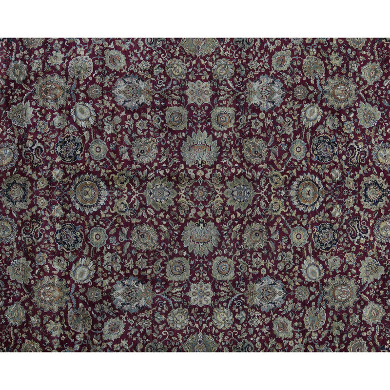 Tapis rouge et noir noué à la main de haute qualité