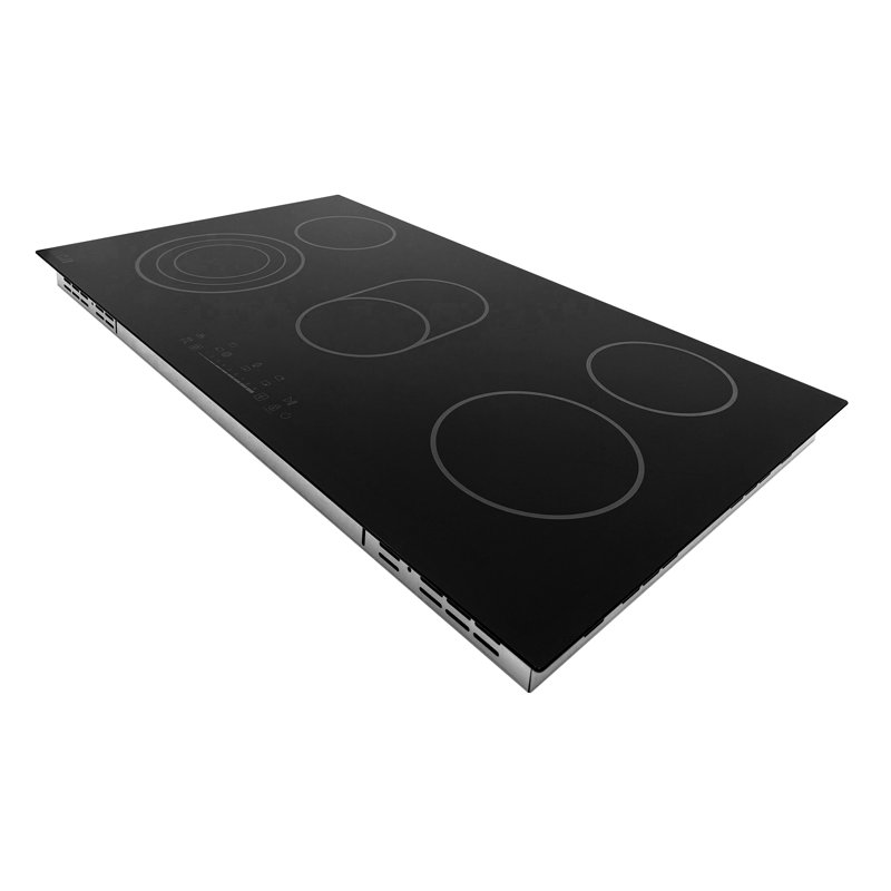 36 po Surface de cuisson électrique en céramique en céramique Sterling Collection, 5 brûleurs, élément à trois zones, brûleur synchro, noir