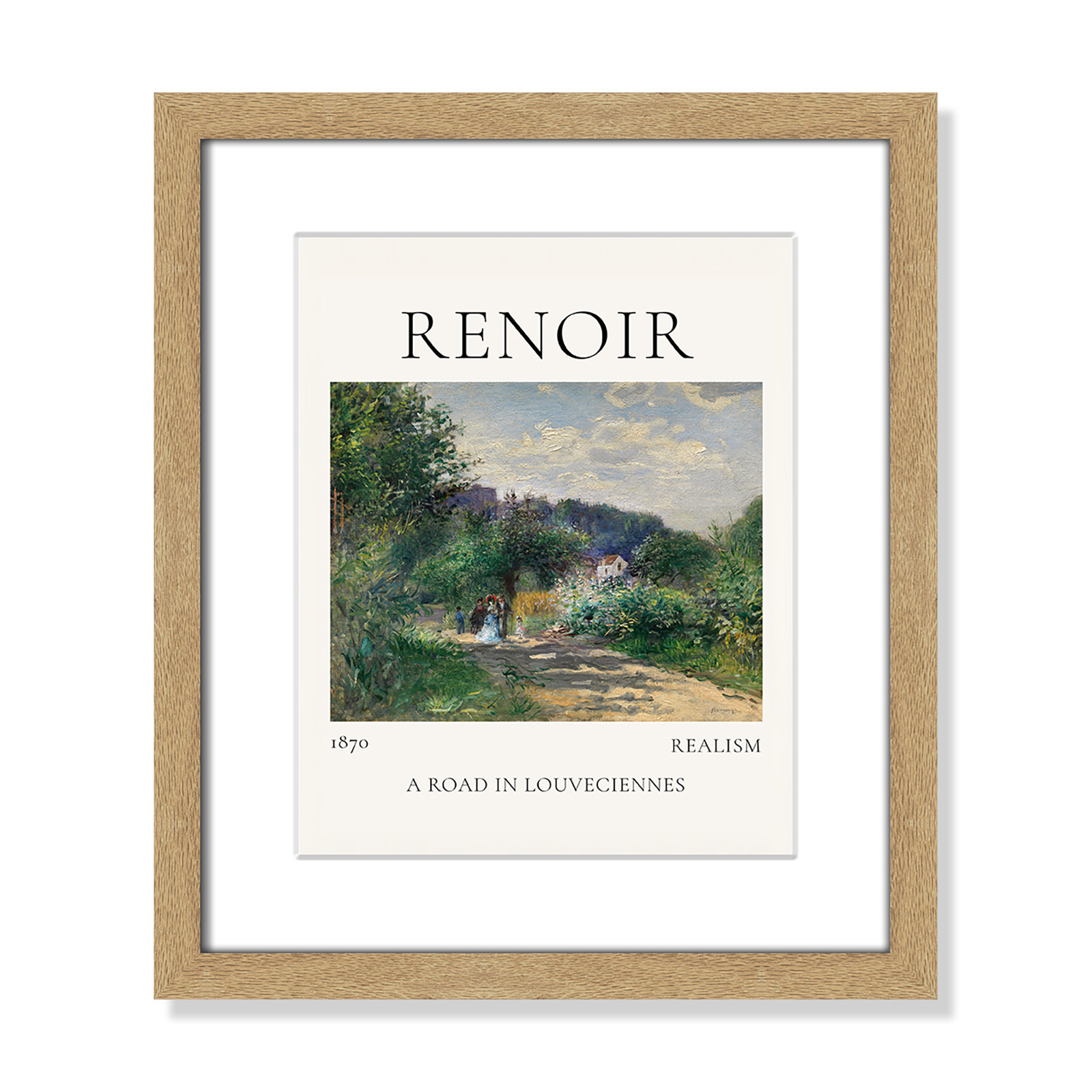 Old Masters Collection "A Road in Louveciennes" Print, Yes, 15" H x 13" W x 1.25" D, Natural Single Picture Frame