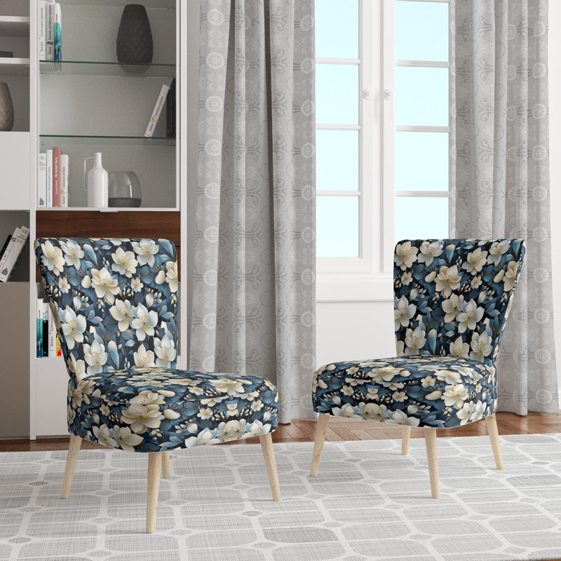 Chaise d'appoint rembourrée Artistic Blue Magnolia Essence Beauty