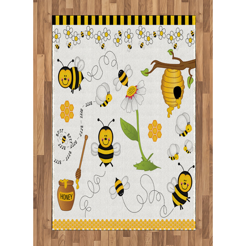 Flower High Density Long Fiber Poly Threads Decorative Area Rug Carpet, Rectangle 4' x 5'8"