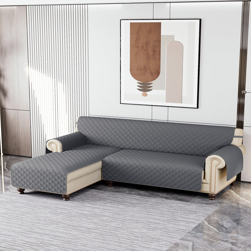 Housse pour canapé modulaire réversible, Microfibre grise, H 0,2 po x l 82 po x P 22 po