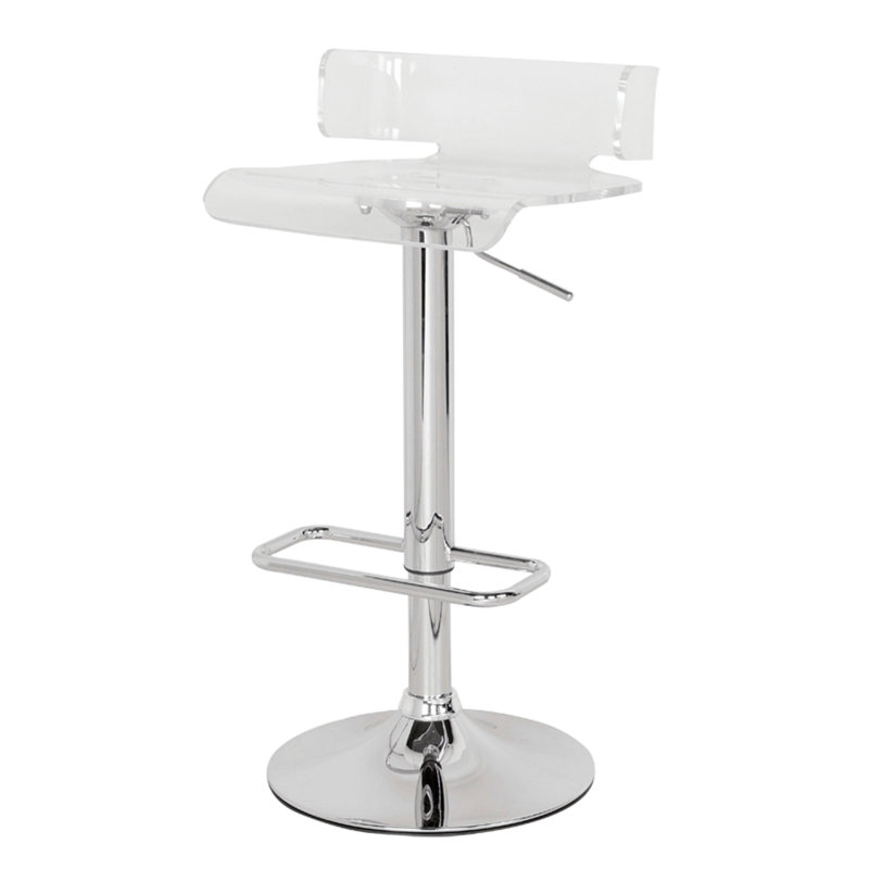 Tabouret pivotant réglable, Argenté/Transparent