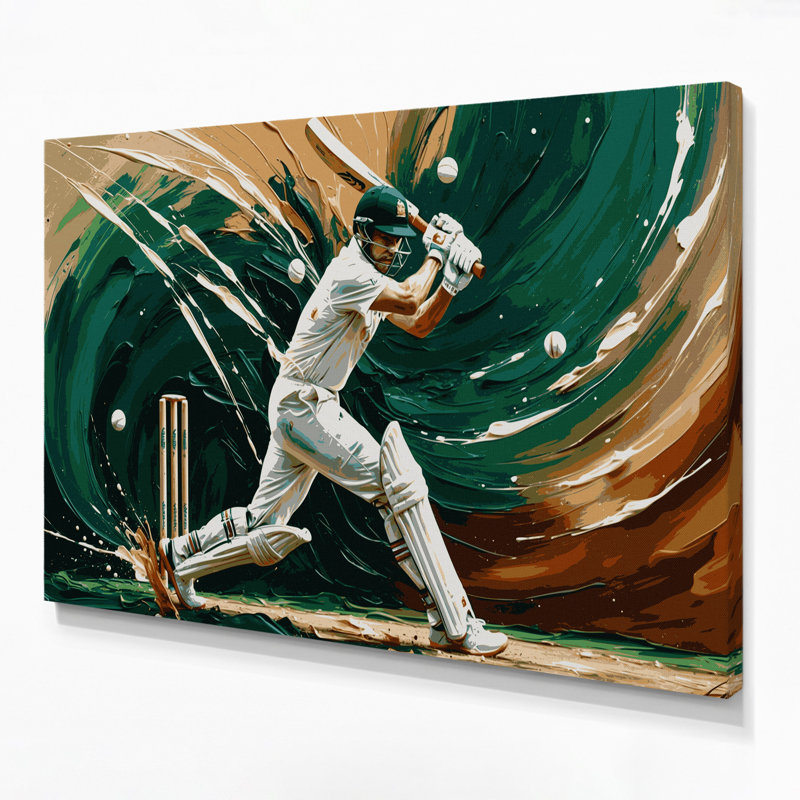 Sports, cricket vert, art mural sur toile, H 16 po x l 20 po