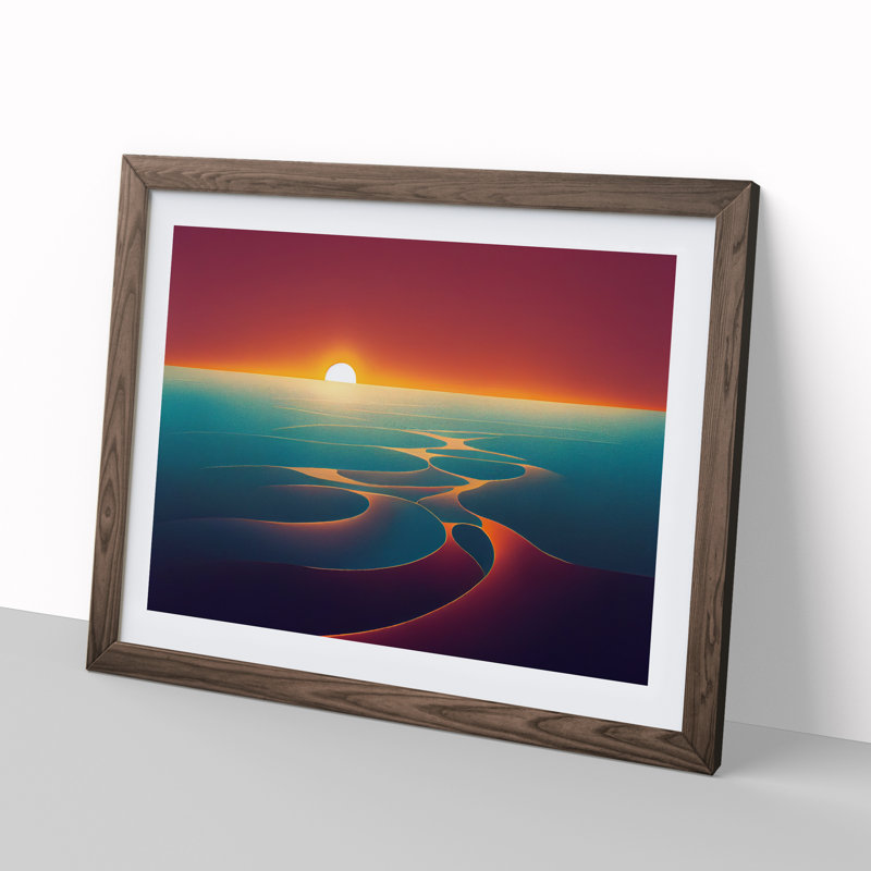 Angelical Seascape At Sunset - Single Picture Frame Print, 34cm H x 46cm W, Brown