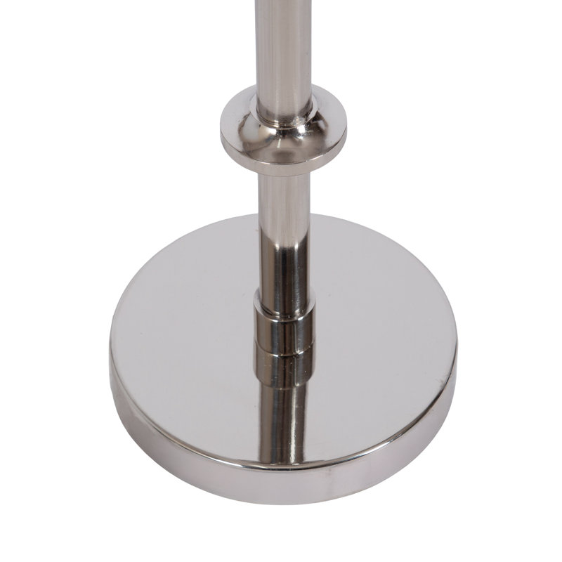 Table piédestal en métal Traditional, Argent argent, Marbre blanc, L 10 po x P 10 po