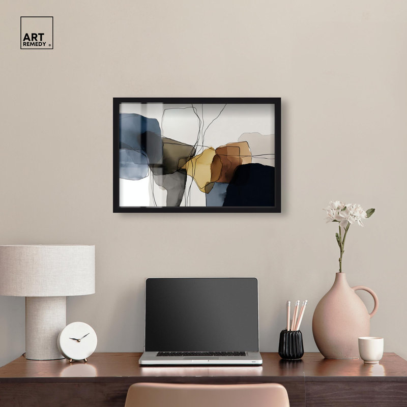 Décoration murale de bureau connectée «Connectioned Colors II Shadowbox» par Art Remedy, cadre noir, 24 x 16, Cadre noir
