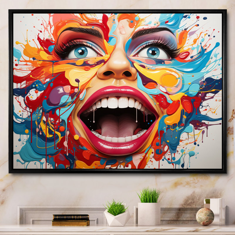 Pop Pop, portrait liquide coloré - impression, H 12 po x l 20 po x P 1 po, Cadre flottant noir