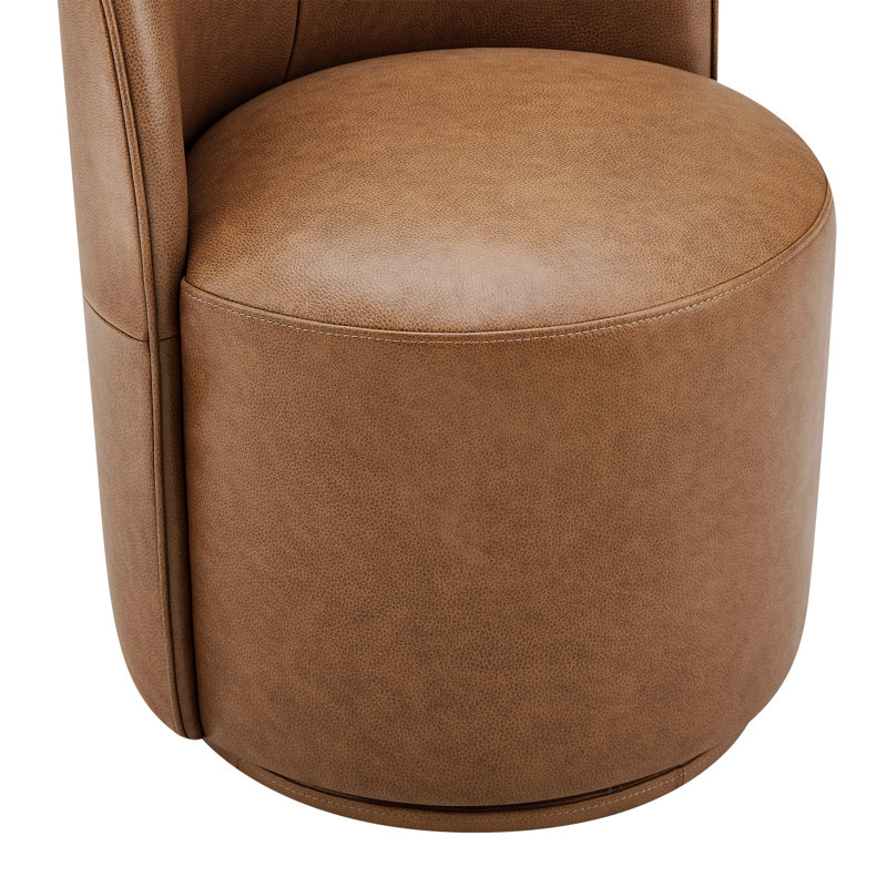 Chaise d'appoint pivotante Sharlene, Marseille Brown Genuine Leather