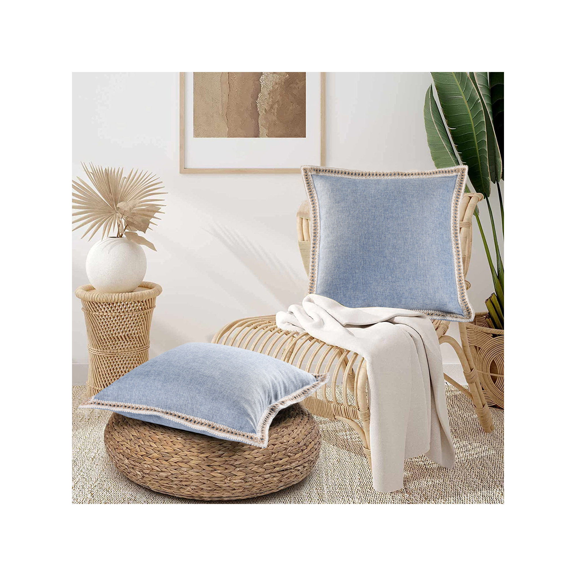 Color Pillow Cover, Square 20", Blue
