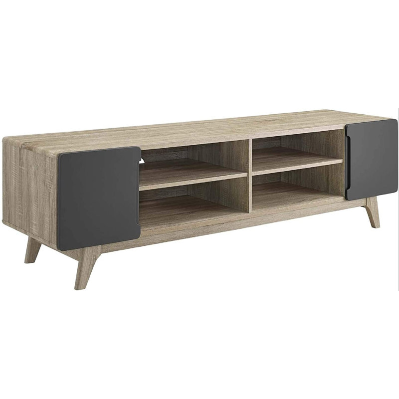 Unfinished TV Stand, Oak/Black