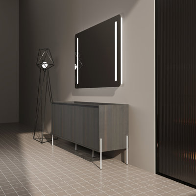 Armoire de salle de bain autoportante de 60 po en chêne foncé - une solution pratique, spacieuse et résistante