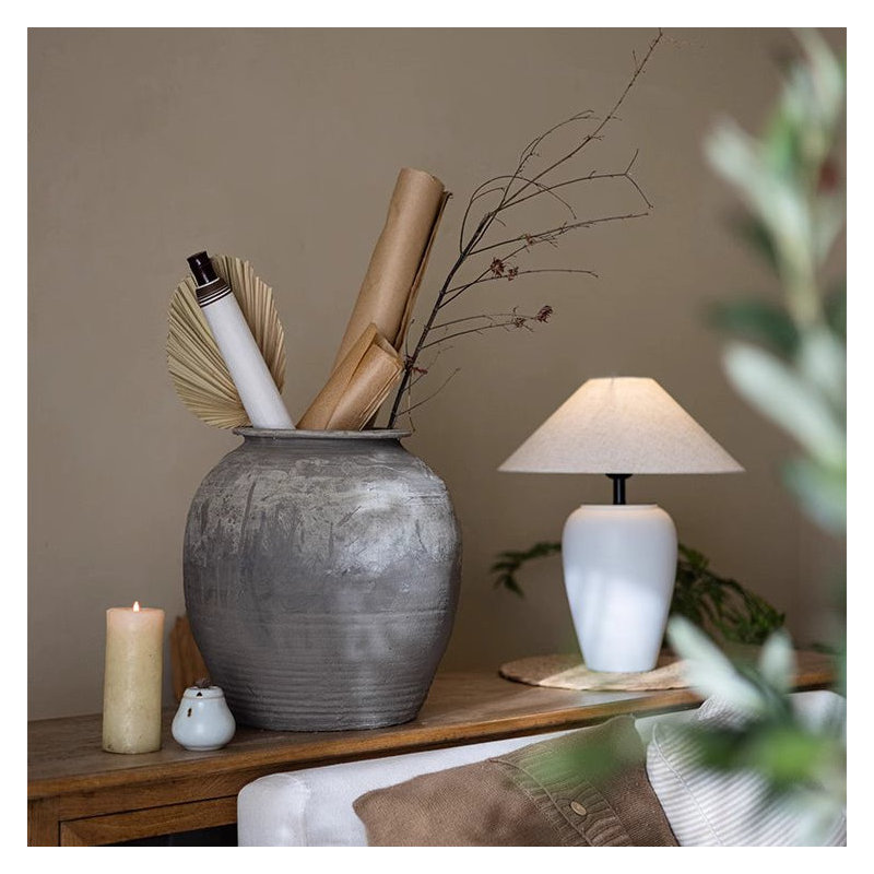Grand pot en céramique antique, H 15,7 po x l 15,5 po x P 15,5 po