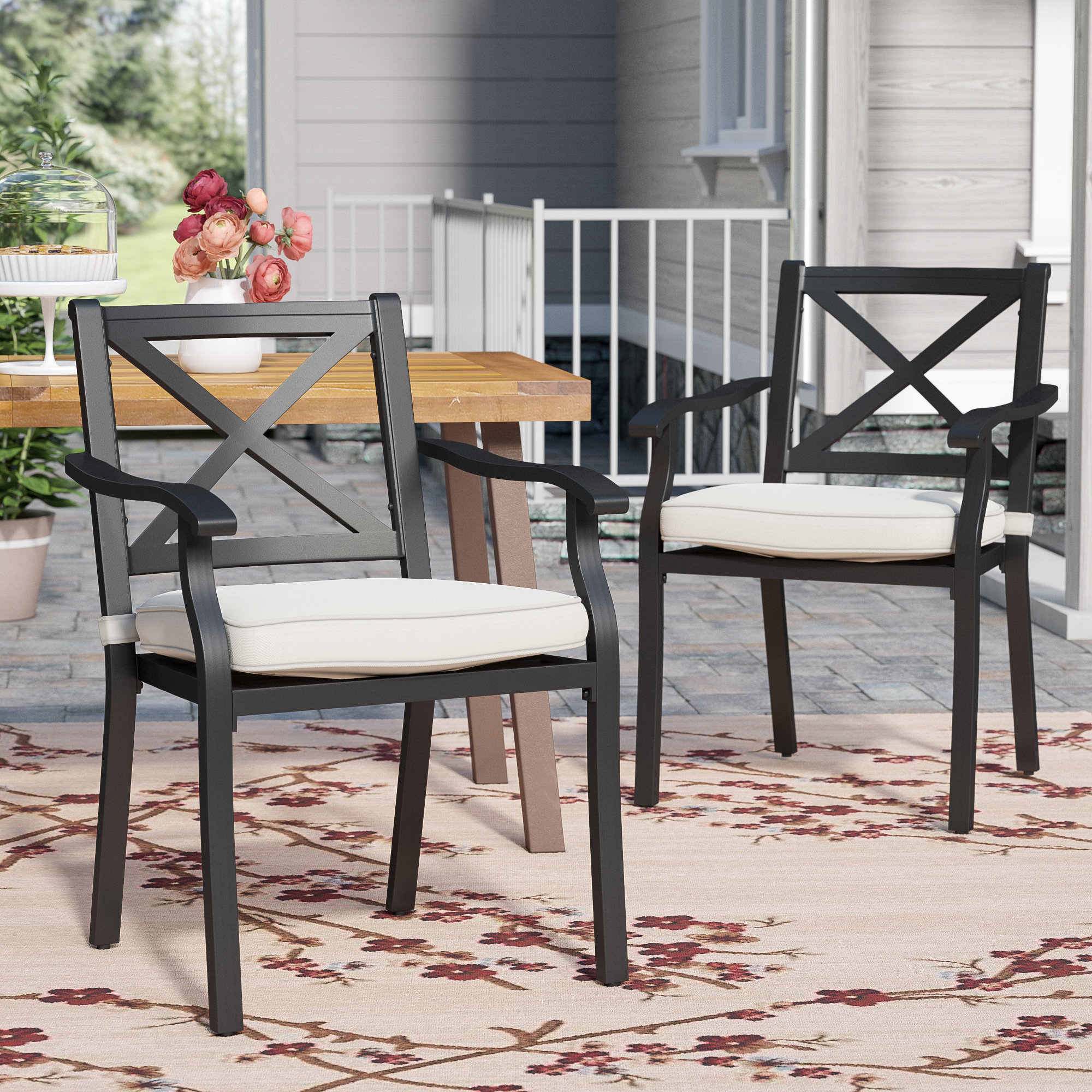 Metal outdoor dining chairs best sale with cushions