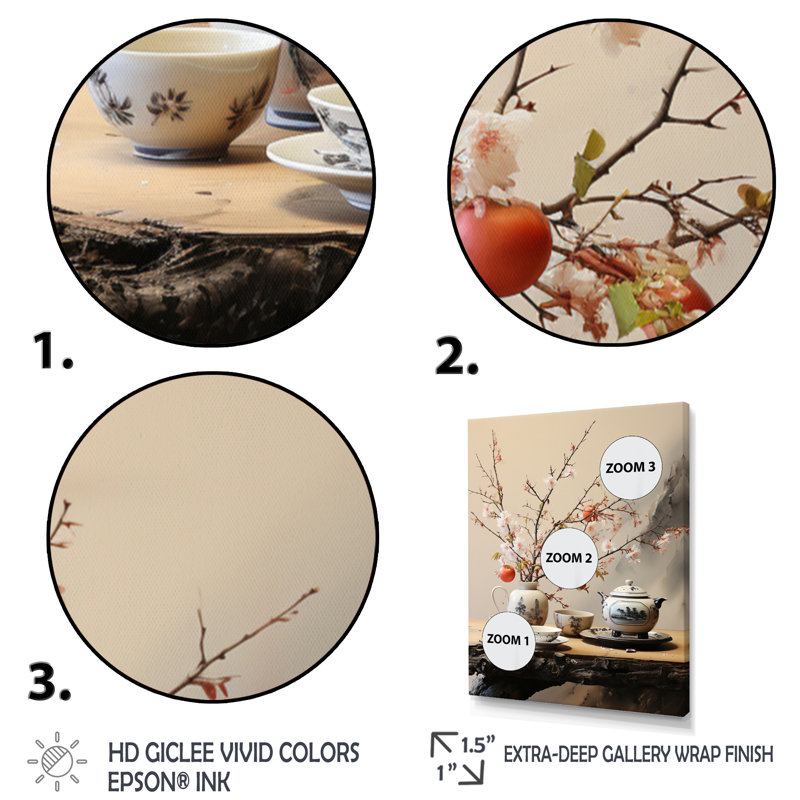 «Canavest Japon Art Tea Cerémonie I» sur toile, H 32 po x l 16 po x P 1 po, Cadre flottant blanc