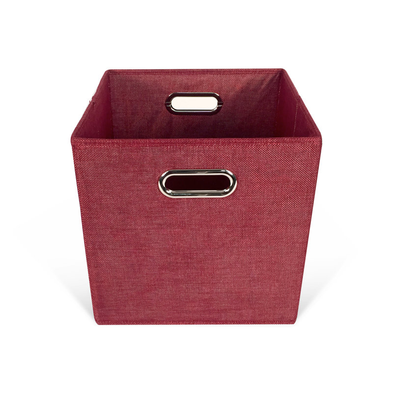 John Louis Home Tweed Cube Storage Bin, Burgandy