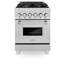 ZLINE 24 po 2,8 pieds cubes Pi. Cuisinière à double combustible avec plaque de cuisson à gaz 4 brûleurs et four électrique à convection en acier inoxydable Legacy-56408363