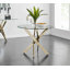 Tierra Modern Chrome Metal & Glass Round Dining Table Set with 4 Luxury Faux Leather Chairs-580333079