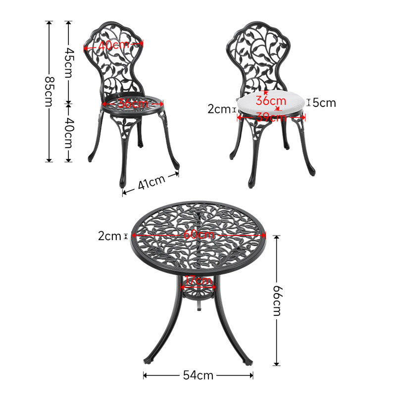 Kerley 2 - Person 54cm Long Bistro Set with Cushions