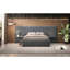 Grand lit plateforme tapissier avec grande tête de lit, mobilier de chambre à coucher, velours, gris