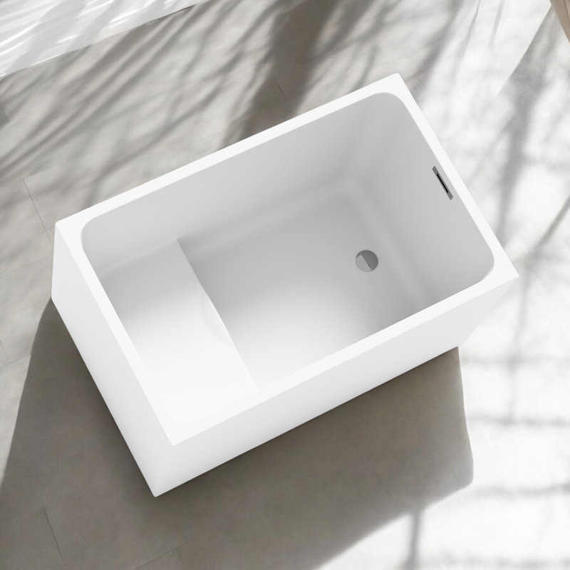 43'' X 27.5'' Rectangle Freestanding Soaking Acrylic Bathtub With Seat