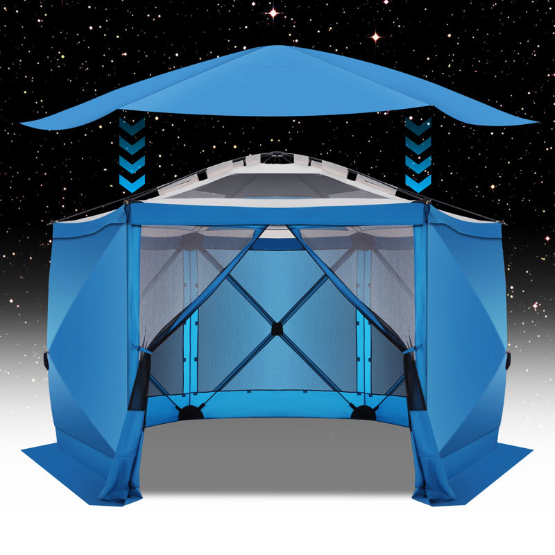 12x12ft Pop up starry sky top Gazebo Screen House Tent with Sidewalls, Blue