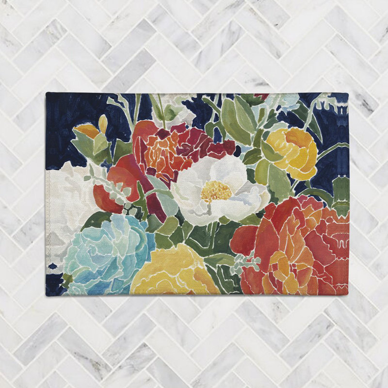 Midnight Floral Chenille Floral Indoor Rug, Rectangle 4' x 6'