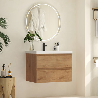 Ensemble de meuble-lavabo mural 29,5 "avec lavabo et deux tiroirs (robinet non inclus), entièrement assemblé