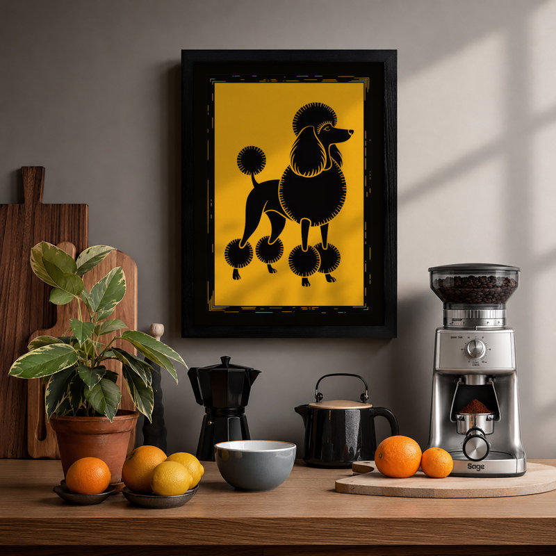 Poodle in Profile Retro - Framed Print, A1 - 84.1 x 59.4 cm, Black