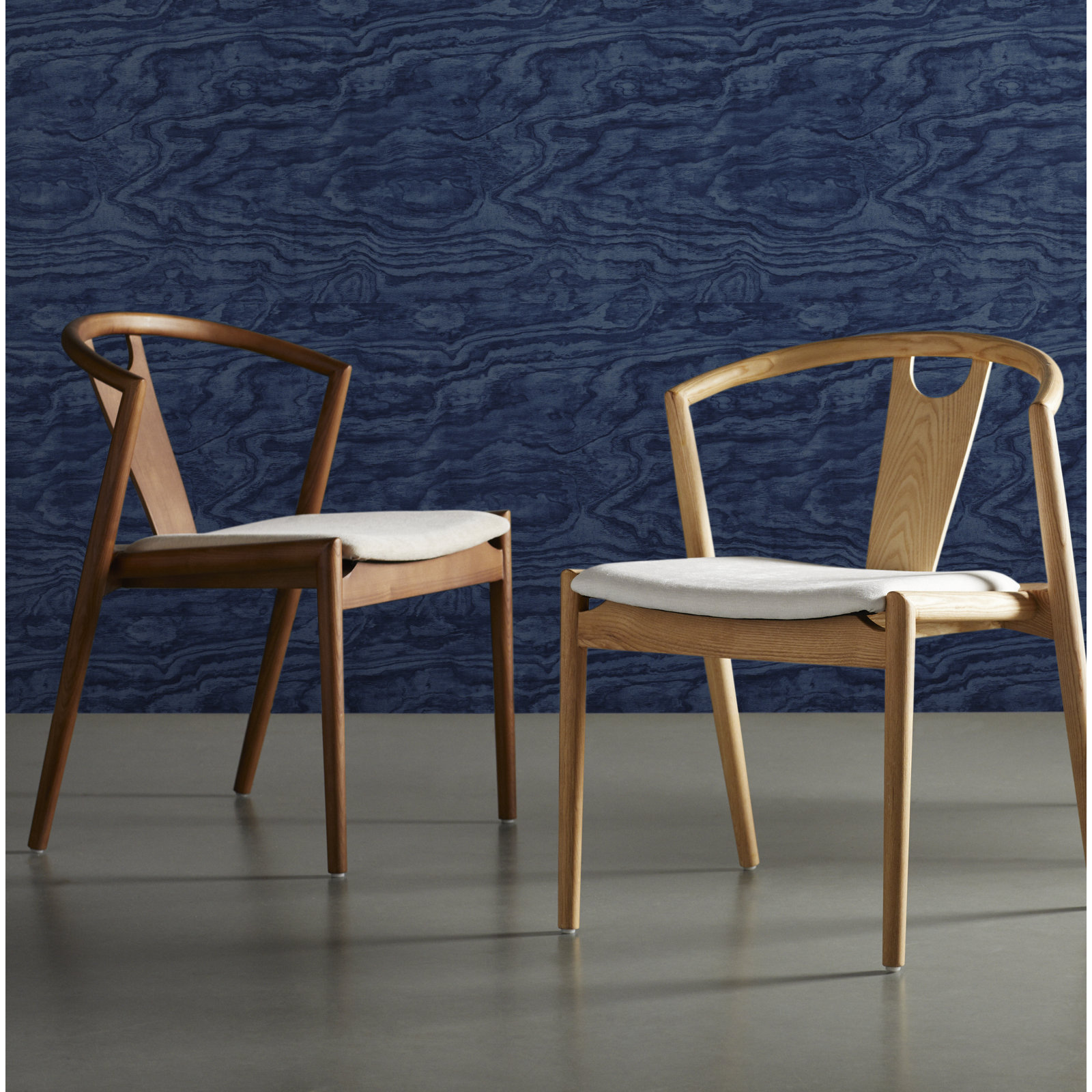 Ambra Dining Chair, 2, Natural/Walnut Stained