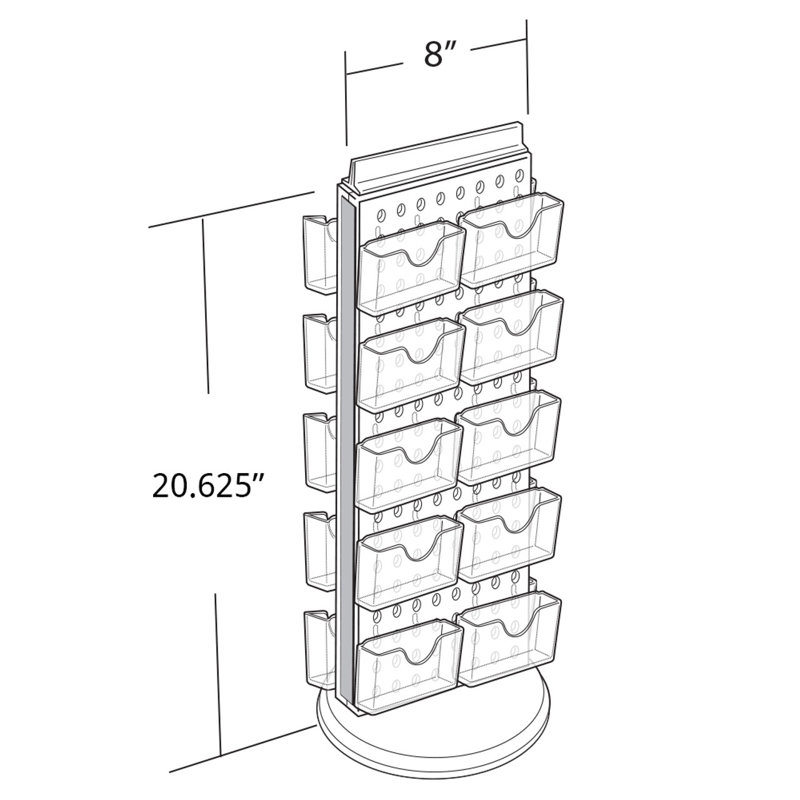 20 Pocket, Revolving Pegboard Gift Card Kit for Countertop 8"W x 21"H