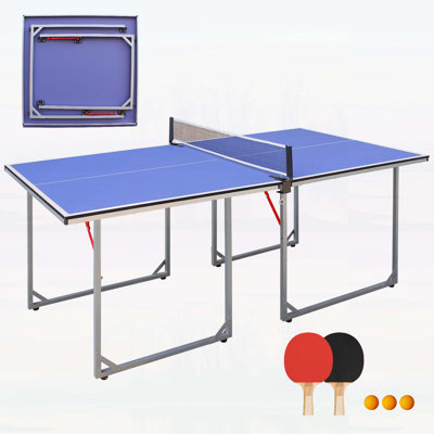 Ensemble de table de tennis de table pliable et portable de 6 pi de taille moyenne, pour les jeux d'intérieur et d'extérieur