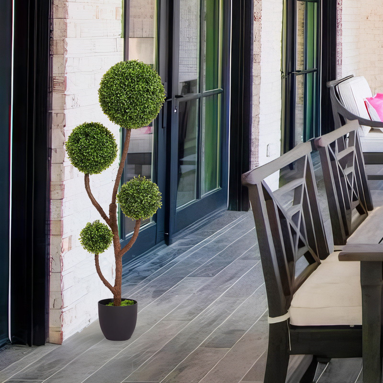 Primrue Artificial Boxwood Topiary Ball Tree – Modular Spiral Design ...