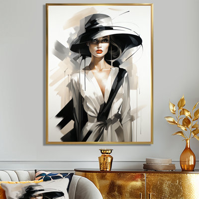 Black and white Fashion top model woman runway  III - Fashion Illustration Wall Art