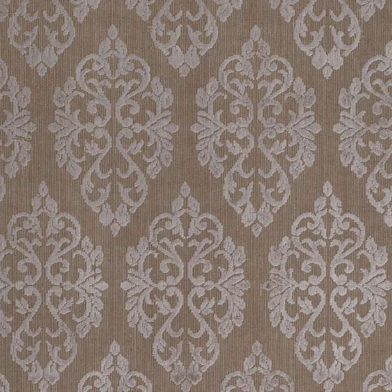 Jamesthomas Damask Hand-Knotted Brown/Light Gray Area Rug, Rectangle 6' x 9'