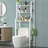[freestanding Above Toilet Shelf] 3-tier Over The Toilet Storage, 1pc Space Saver Metal Bathroom Shelves, Freestanding Above Over Toilet Storage Shelf With Hooks For Bathroom, White