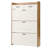 Narrow Shoe Storage Cabinet With 3 Flip Drawers And 2 Storage Drawers, Freestanding Shoe Organizer For Entryway Hallway, White And Walnut | Gift Idea-1817424526