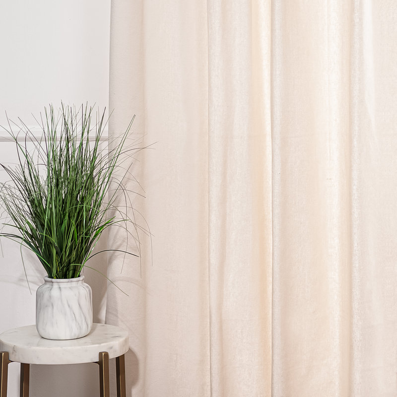 Panneaux de rideaux semi-transparents 100% coton, L 52 po x L 84 po, Ivoire