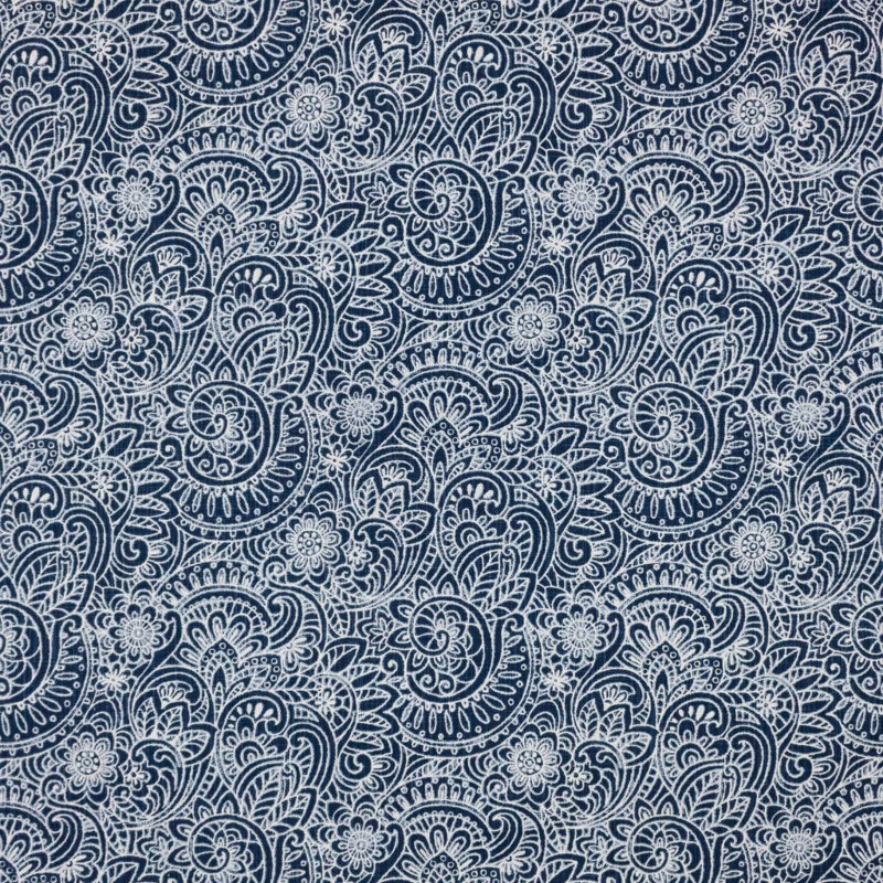 Tissu 100% coton Flower Power, Cobalt
