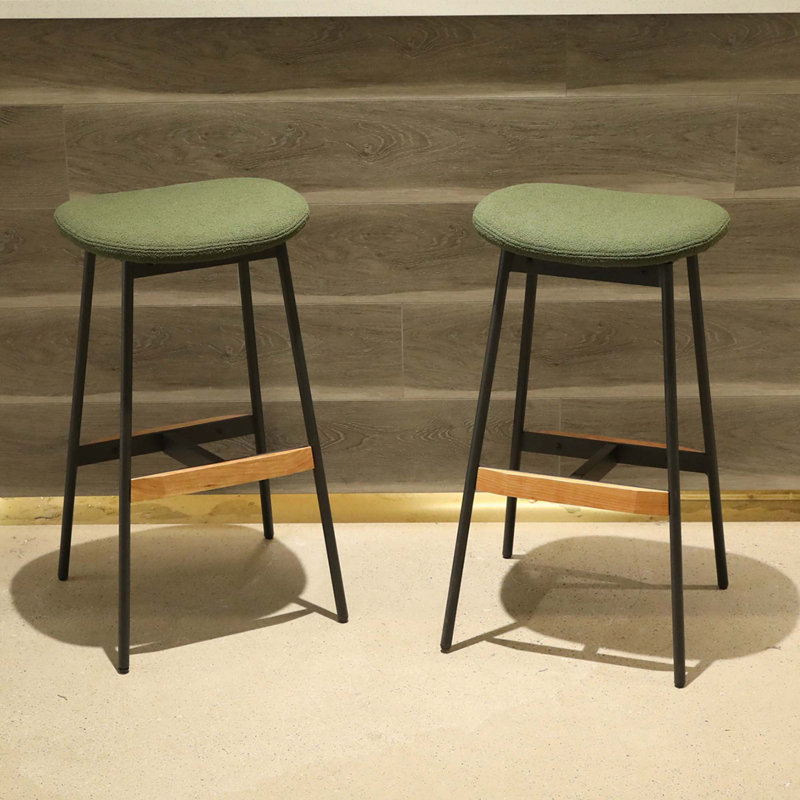 Ensemble moderne de 2 tabourets de bar, tabourets de bar confortables et élégants, rembourrés de tissu doux, sans dossier pour la cuisine et les chaises de bar de salle à manger
