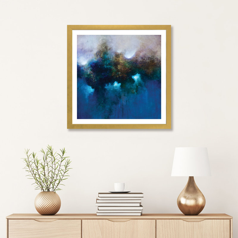 Blue Waters par Print, Papier encadré doré, Blanc, H 24 po x l 24 po x P 1 po